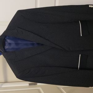 Linea Uomo Men's Rayon Linen Blend Navy Blue Jacket‎